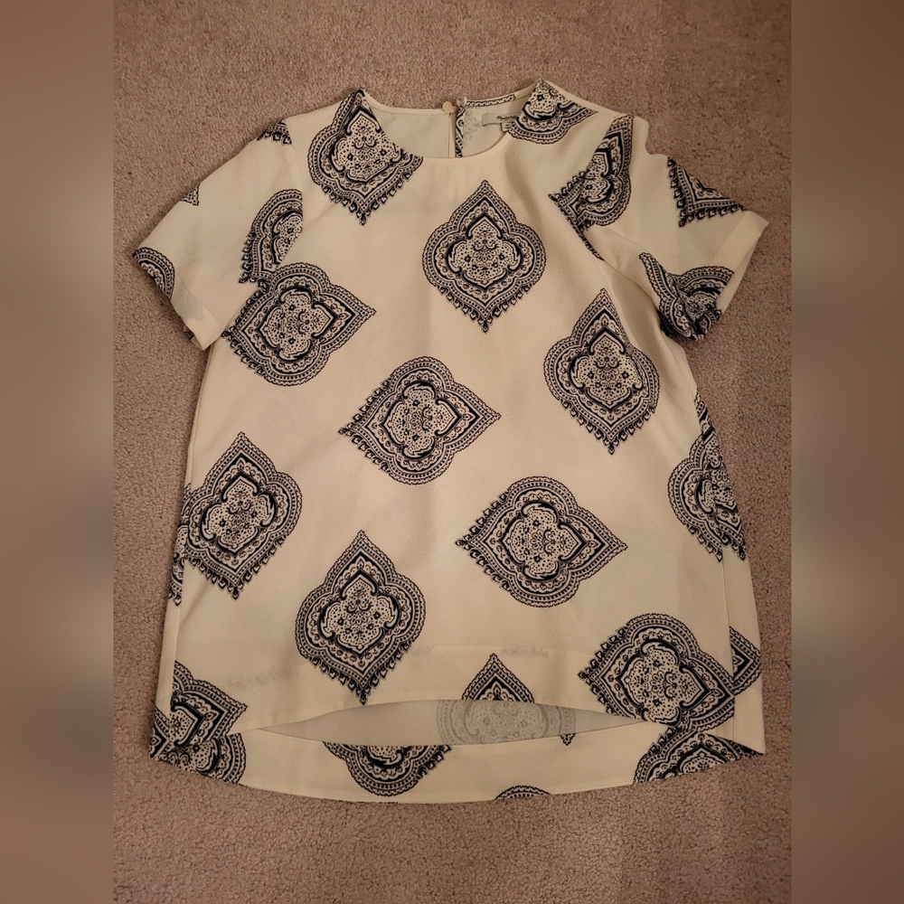 Madewell Cream and Black paisley Patterned Blouse